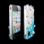 Wholesale iPhone 4S 4 3D Clear Crystal Pearl Diamond Case (Blue)